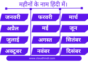 12 महीनों के नाम, month name in hindi